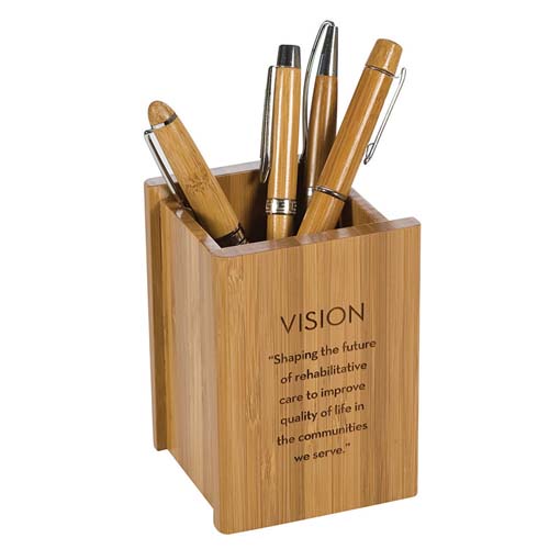 Bamboo Custom Pen Cup Desk Accessories 4.74 Ea