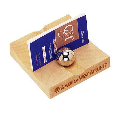 Maple Business Card Holder with 2 Iron Balls