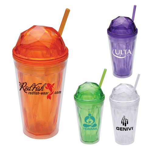 Promotional Geometric Domed Double Wall Acrylic Tumbler 