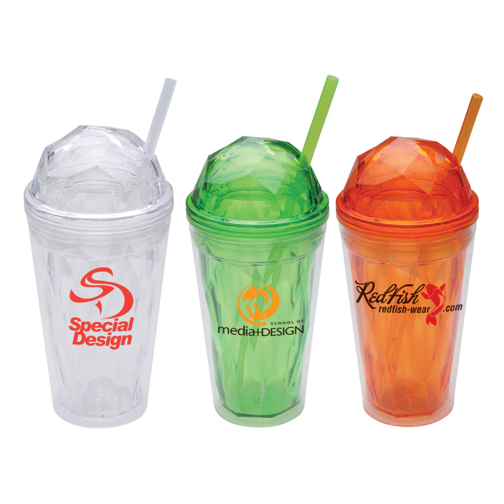 Promotional Geometric Domed Double Wall Acrylic Tumbler 