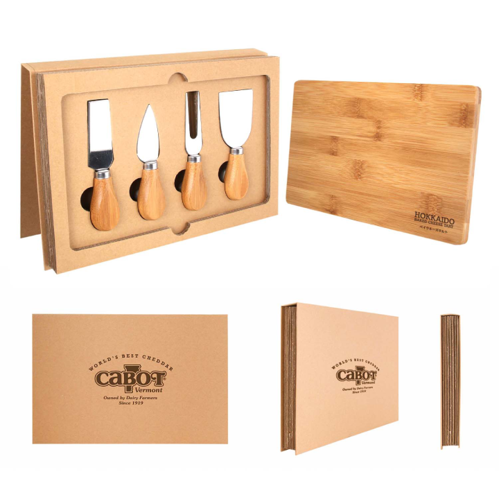 Cheese Knife Set & Bamboo Cutting Board Promotional Cheese Knife Set & Bamboo Cutting Board