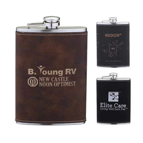 Promotional Leatherette 8 oz Flask