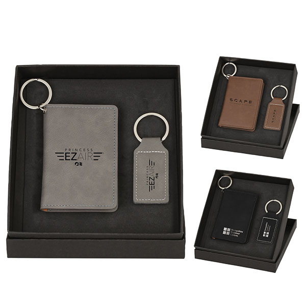 Promotional Wallet & Keychain Leatherette Set