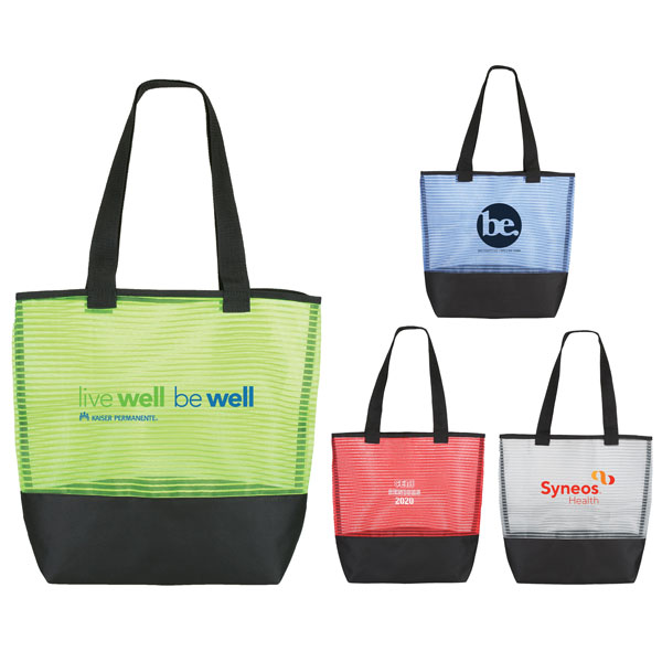 Promotional Stripe Mesh Weave Tote Bag 