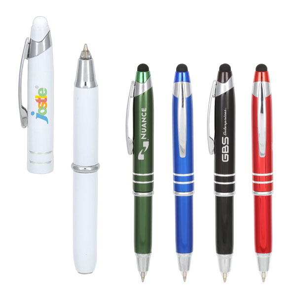 Promotional Torch 2 LED Light Stylus Metal Ballpoint