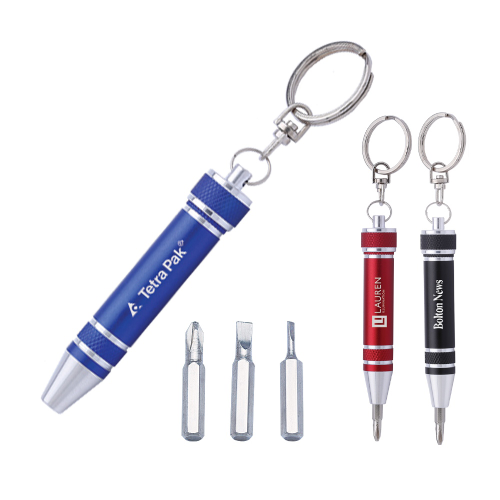 Promotional 3-Bit Metal Screwdriver Keychain