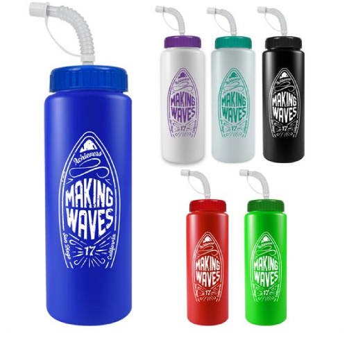 Promotional Sports Bottle w/ Straw -32 oz