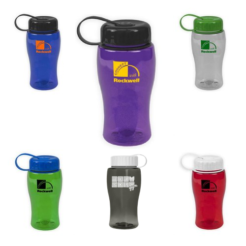Promotional Poly-Pure Bottle with Tethered Lid 18oz