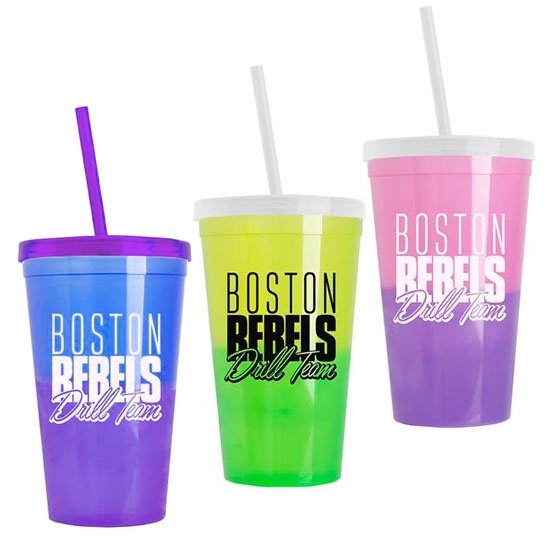 Set of 4 Farm Fresh Cooler Tumblers with Color Lids & Straws, 16oz