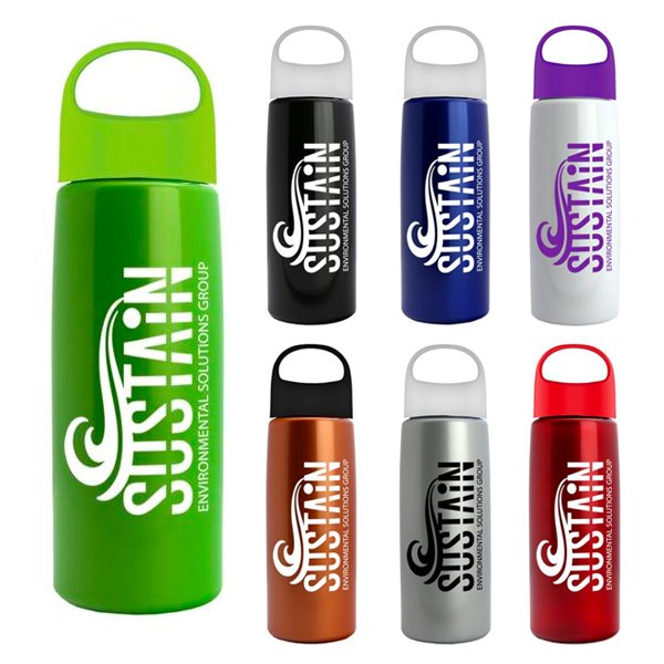 Promotional Metalike Flair Bottle with Oval Crest Lid-26 Oz.