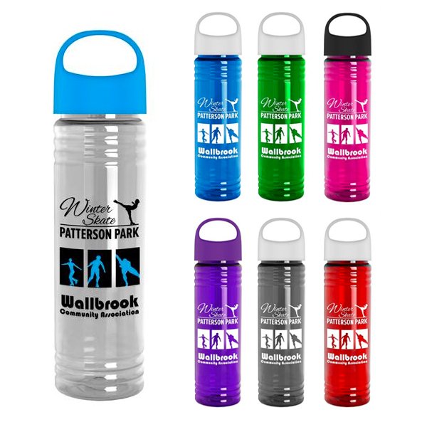 Promotional Slim Fit Transparent Bottle with Oval Crest Lid-24 Oz. 