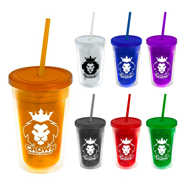 Promotional Double Wall Insulated Transparent Tumbler -16 Oz.