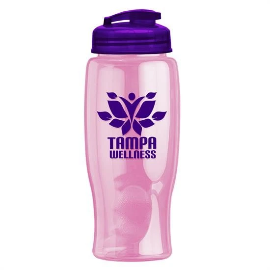 Promotional Pink Poly-Pure Transparent Bottle with Flip Lid