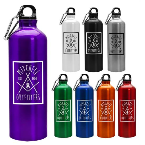 Promotional 25 oz Aluminum Sports Bottle With Carabiner