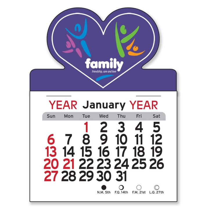 Promotional Adhesive Peel-N-Stick® Calendar - Heart