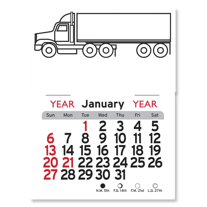 Custom Adhesive Peel-N-Stick® Calendar - Semi Truck Custom Adhesive Peel-N-Stick® Calendar - Semi Truck