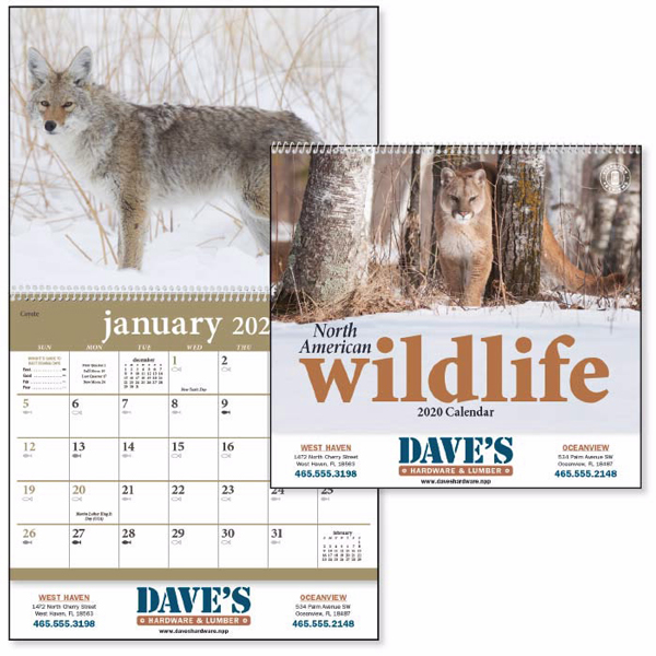 North American Wildlife Wall Calendar Printable with your Logo or Message