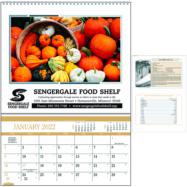 Recipe Pocket Calendar Scenic Wall Calendars 4.70 Ea