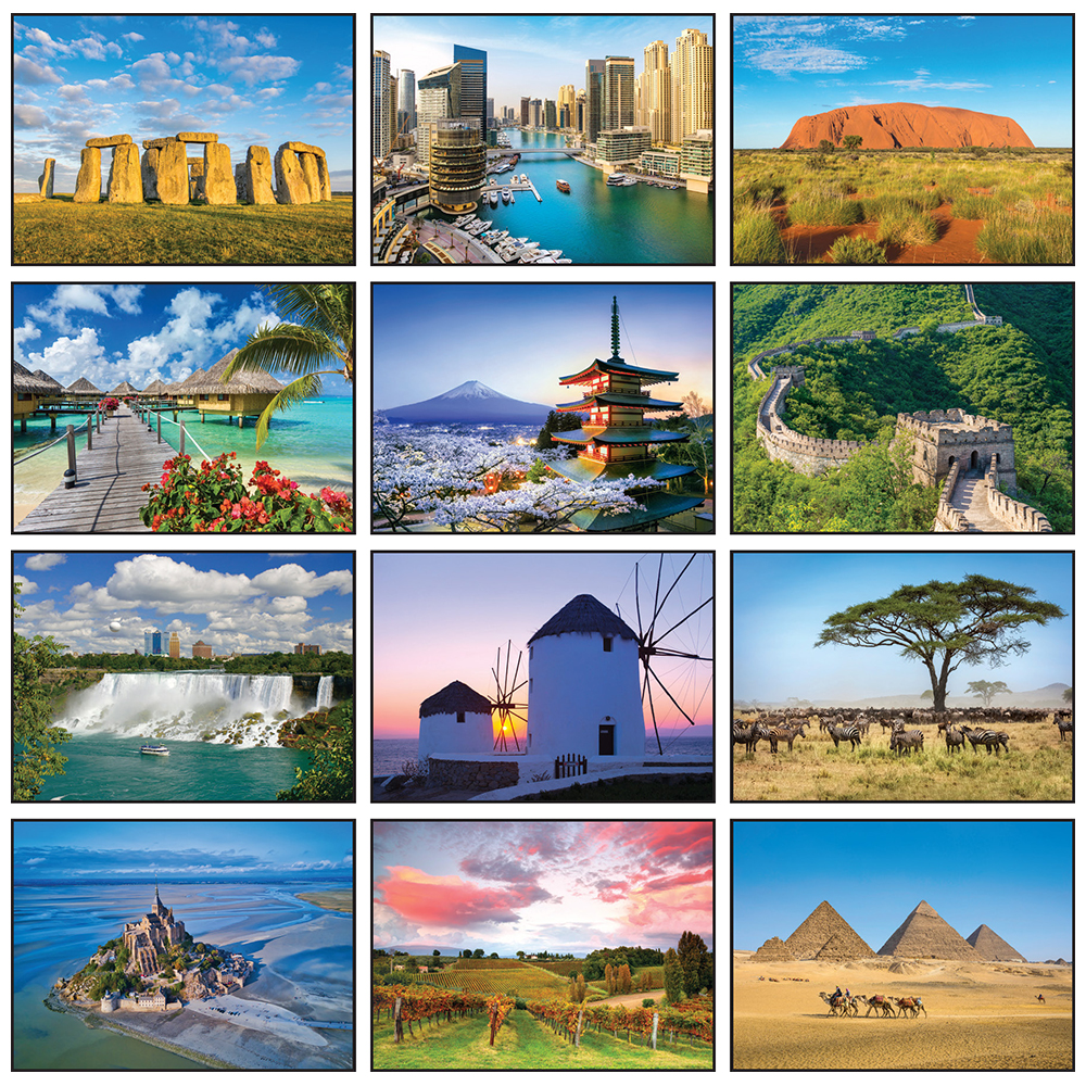 World Travel Wall Calendar World Travel Calendars 1.56 Ea