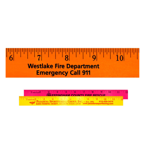 Promotional Fluorescent Wood Ruler - 12