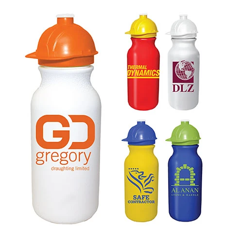 Promotional 20 oz. Value Cycle Bottle w/ Safety Helmet Push 'n Pull Cap