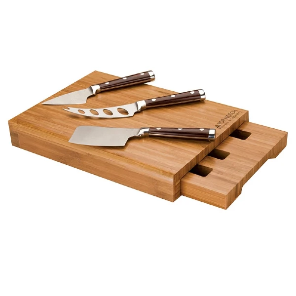 Promotional 4 Piece Bamboo Cheese Set