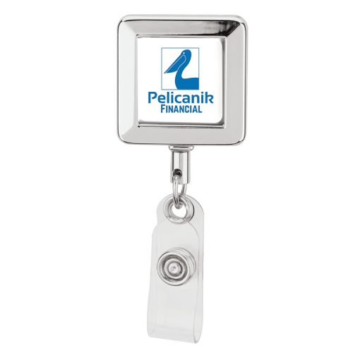 Promotional Square Chrome Finish Badge Holder