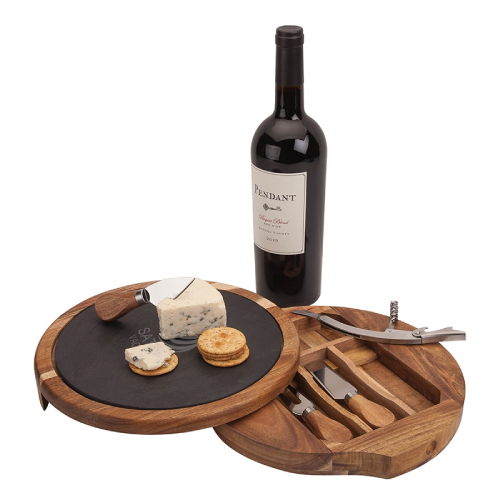 Promotional Normandy Swivel Base Cheese/Wine Set