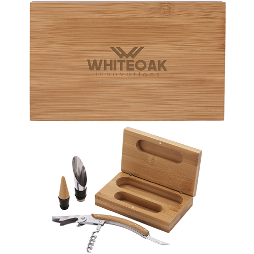 Promotional Bel Vino 2-Piece Bamboo Wine Set