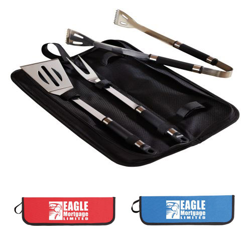 Promotional 3 Piece BBQ Set - Black, Blue or Red