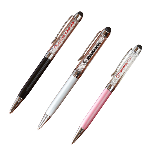 Promotional Galaxy Metal Pen w/Glitter Filled Acrylic Top