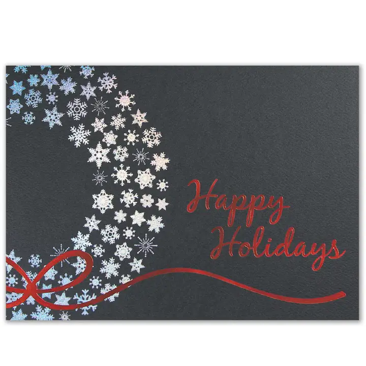 Promotional Silver Snowflakes Holiday Greeting Card #5580