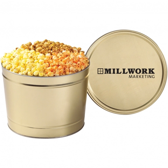 Promotional 3 Way Gourmet Popcorn Tin