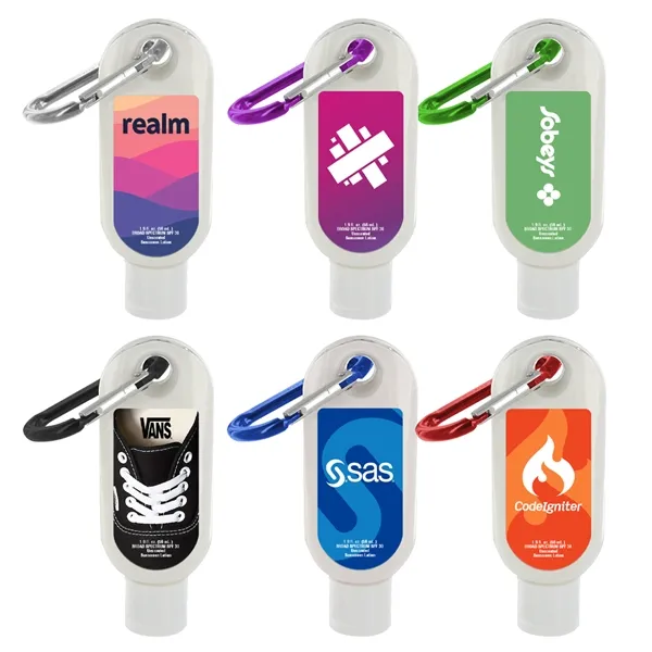 Promotional SPF 30 Sunscreen Lotion with Carabiner Clip