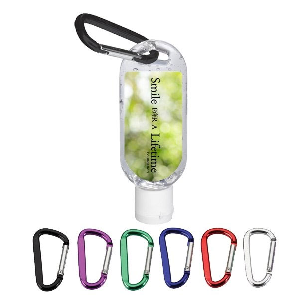 Promotional Hand Sanitizer with Moisture Beads and Carabiner Clip