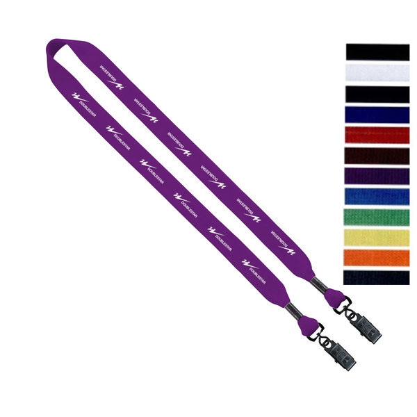 Promotional Knitted Cotton Double Bulldog Clip Lanyard 3/4 Inch