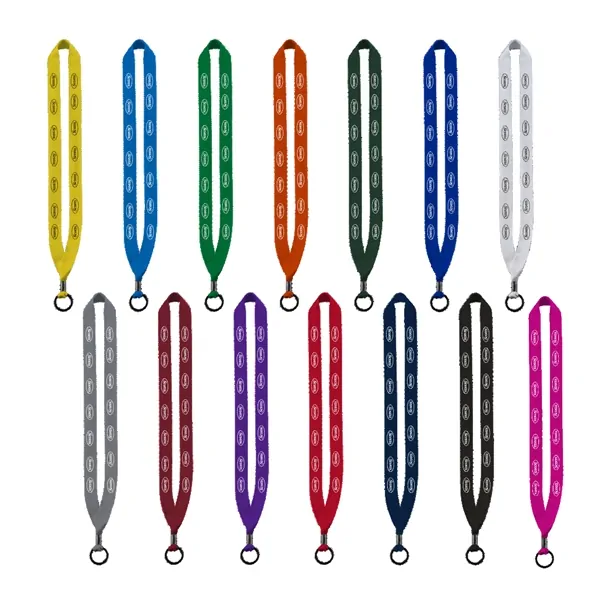 Promotional Knitted Cotton Lanyard With Metal Crimp & Metal Split-Ring