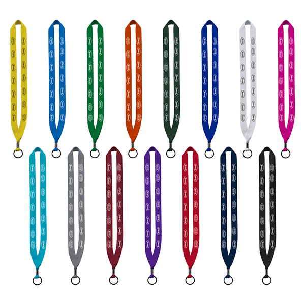 Promotional Economy Polyester Lanyard with Metal Crimp and Metal Split-ring 