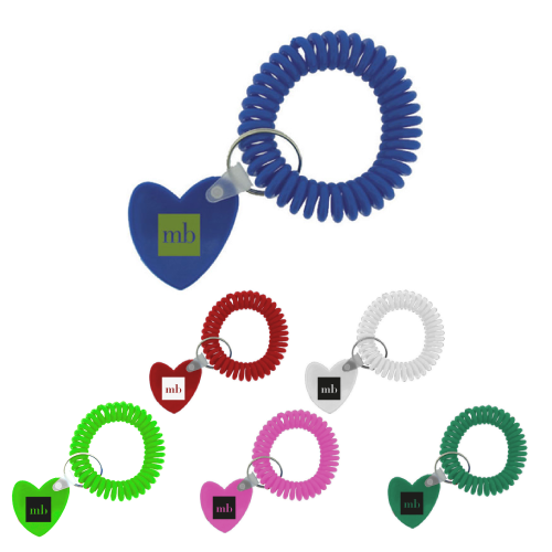 Promotional Heart Wrist Coil Key Tag