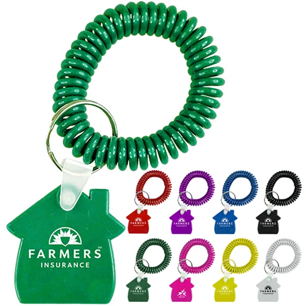 Custom House Spiral Wrist Coil Key Tag