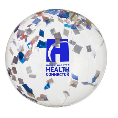 Promotional Confetti Filled Beach Ball- Blue and Silver