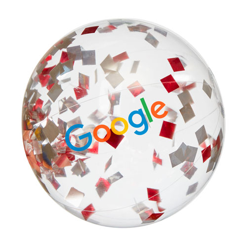 Confetti Filled Beach Ball- Red and Silver