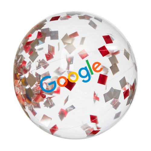 Promotional Confetti Filled Beach Ball- Red and Silver