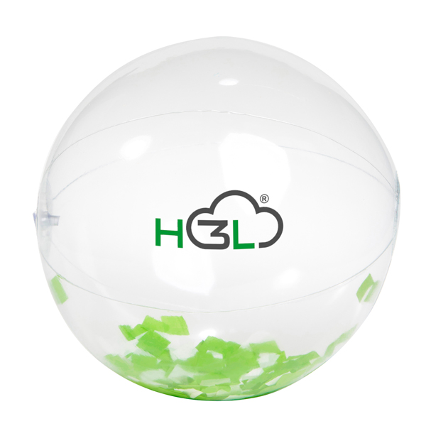 16" Green and White Confetti Filled Beach Ball Beach Balls 1.18 Ea