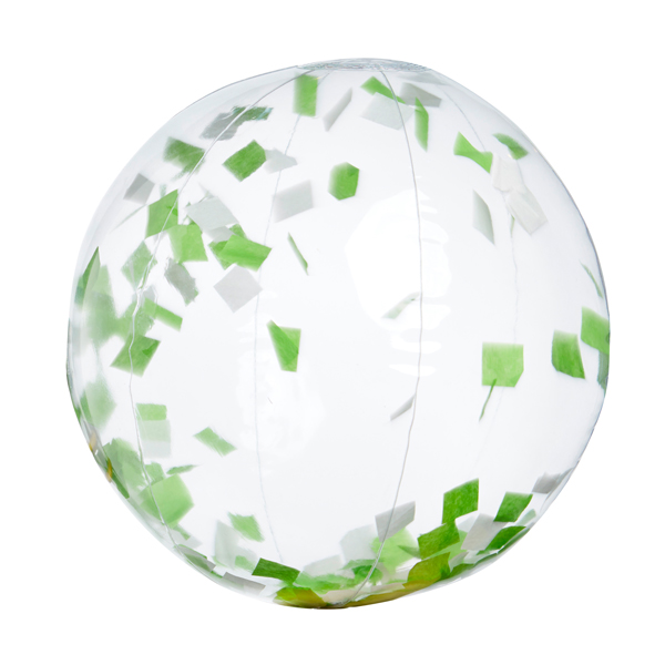 16" Green and White Confetti Filled Beach Ball Beach Balls 1.18 Ea