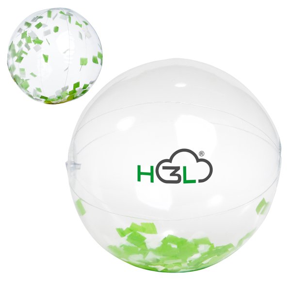 Promotional Green and White Confetti Filled Beach Ball-16