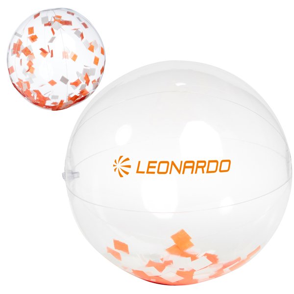 Promotional Orange and White Confetti Filled Beach Ball-16
