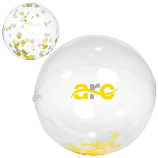 Promotional Yellow and White Confetti Filled Beach Ball-16
