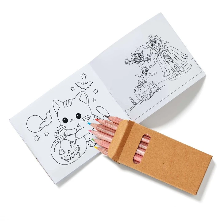 Halloween Kid's Coloring Book & 6-Color Pencil Set