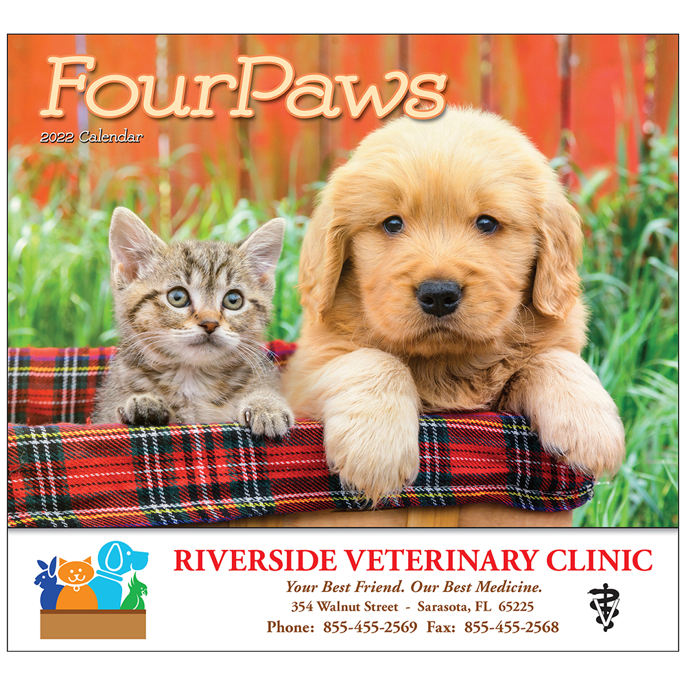 Four Paws Wall Calendar Pets & Animals Calendars 1.53 Ea